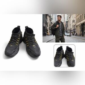 Mark Nason Skechers Trail Sneakers Mens 10 Black Hiking Outdoor Knit Sock Boots